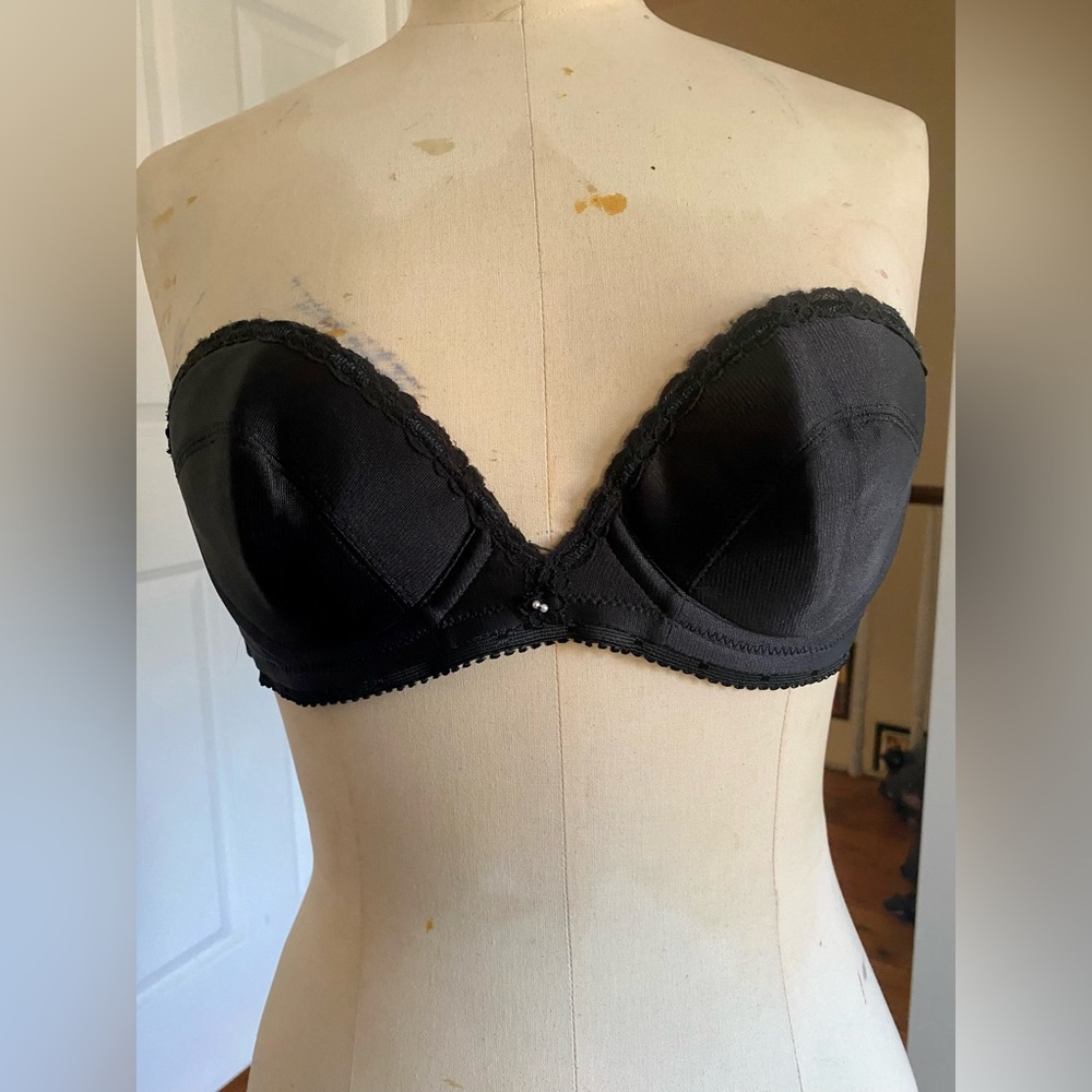 Vintage Black Strapless Bra - Pinup Retro Burlesque 36A